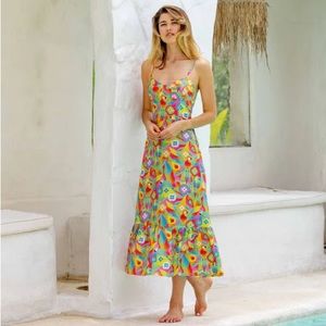 Kenny Flowers Silk The Caribbean Sweetheart Dress Limited Edition Parrots Large